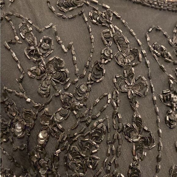 Elegant Black Beaded Fringe Dress, US2 - Picture 4 of 14